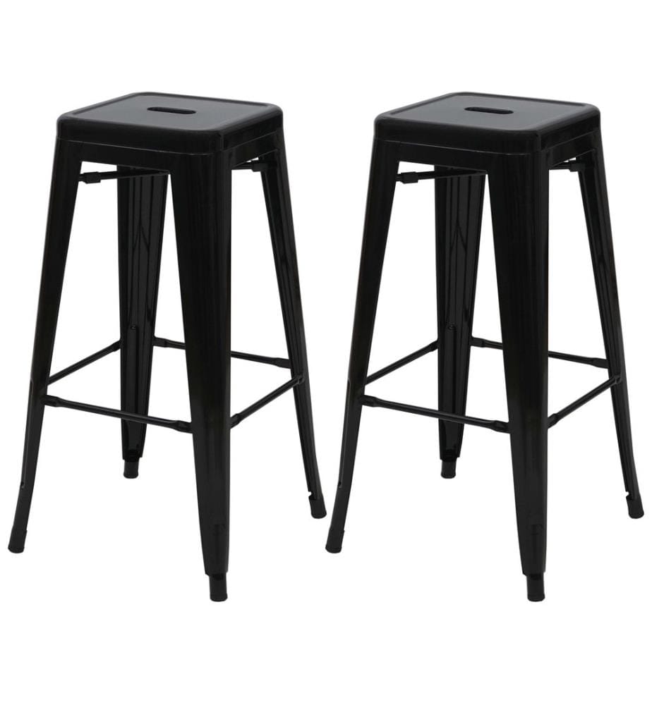 2x Tabouret de bar JAM-A73 empilable design industriel noir