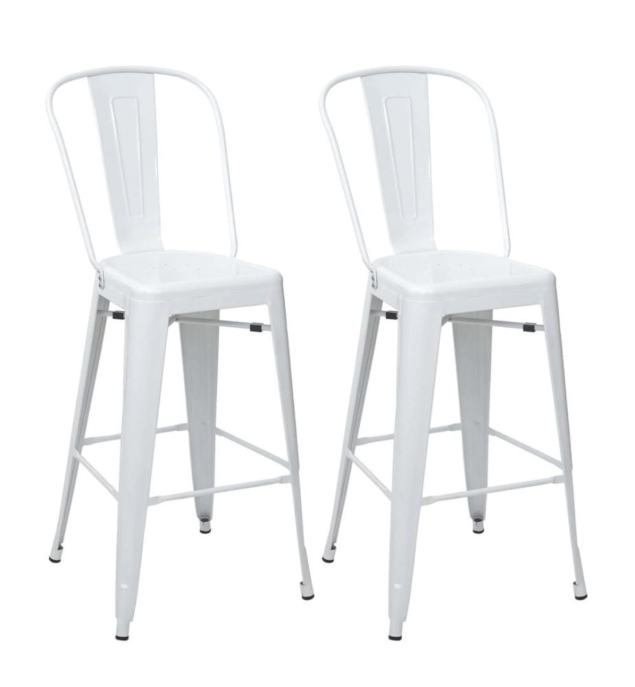 Lot de 2 tabourets de bar JAM-A73 design industriel blanc