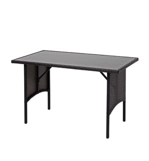 Tavolo da pranzo in rattan tavolo da giardino in vetro catering 112x60 cm nero