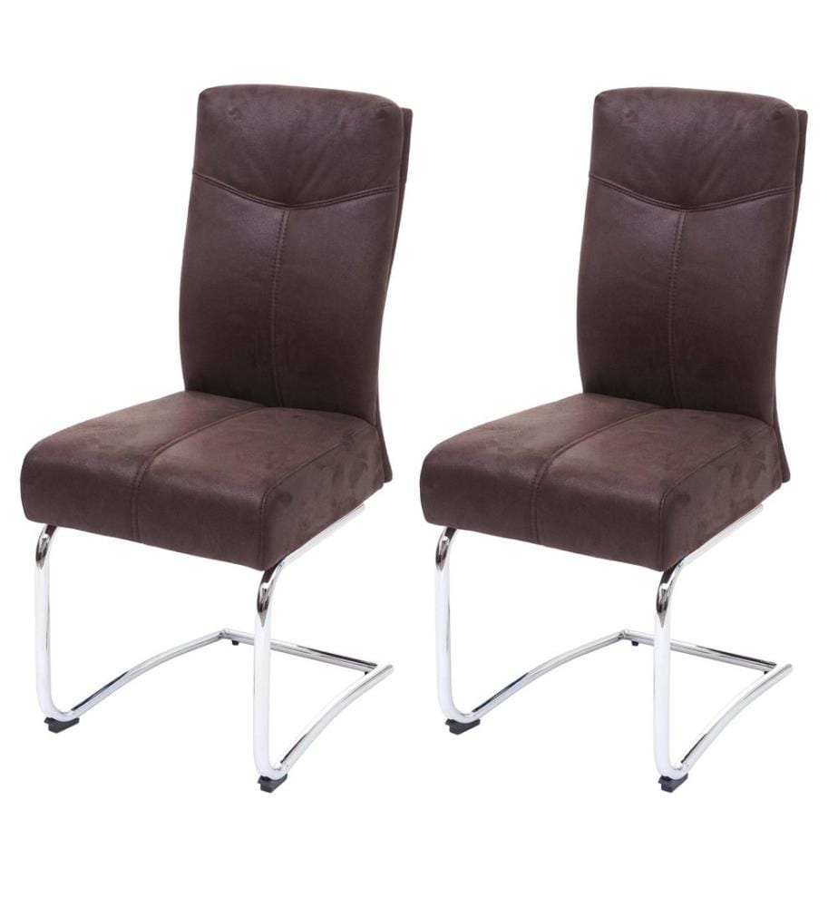 2x Esszi mmerstuhl Freischwinger Textil Wildleder-Optik - braun