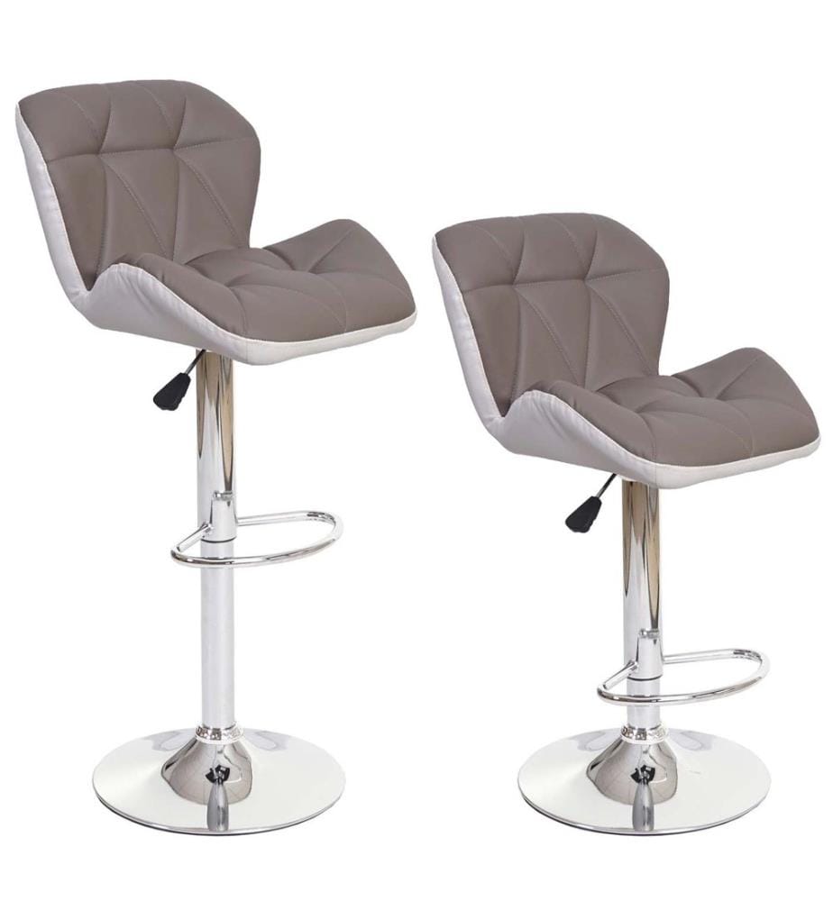 2er-Set Barhocker JAM-A92 höhenverstellbar Kunstleder taupe-grau