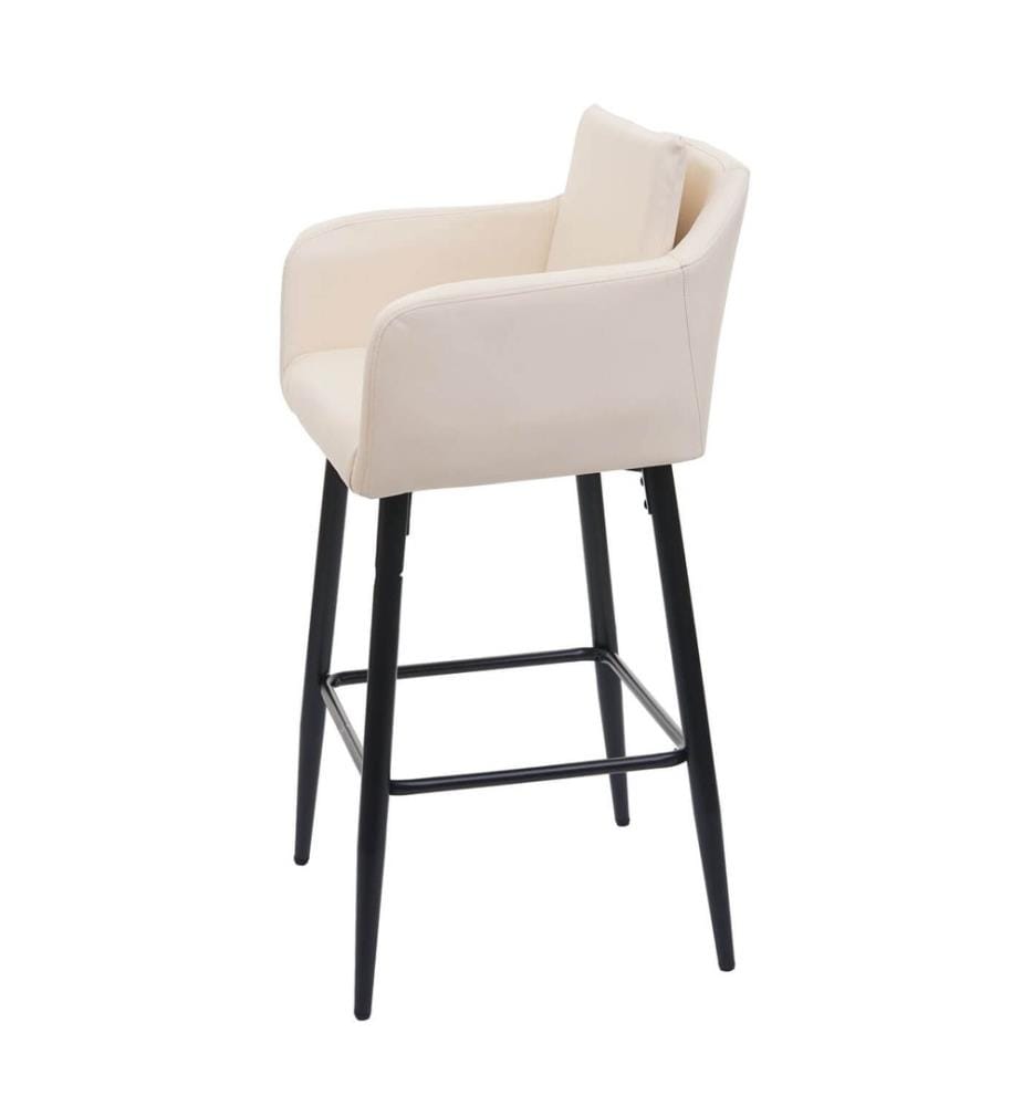 2x Tabouret de bar avec repose-pieds métal - similicuir crème-beige