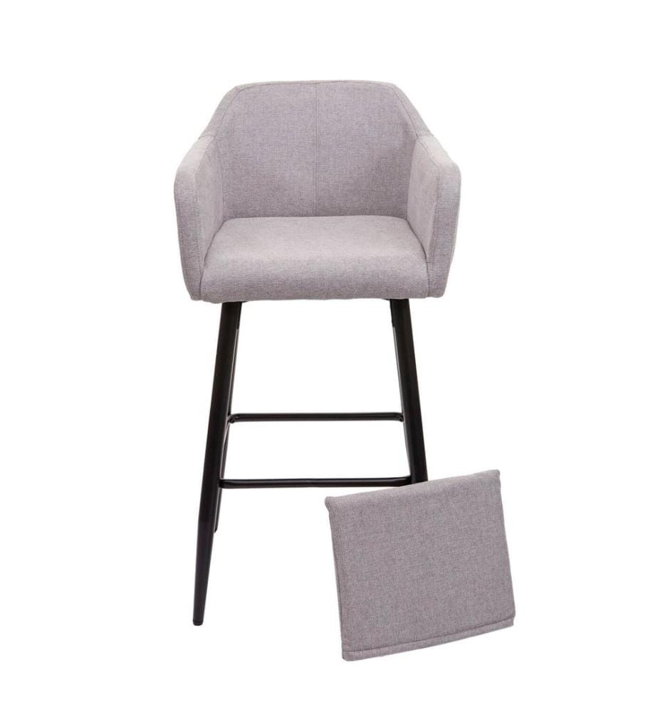 2x Barhocker mit Fussablage Metall - Stoff Textil hellgrau