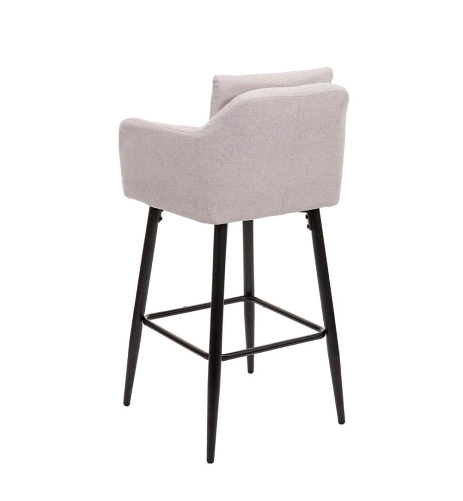 2x Tabouret de bar avec repose-pieds métal - tissu crème-beige