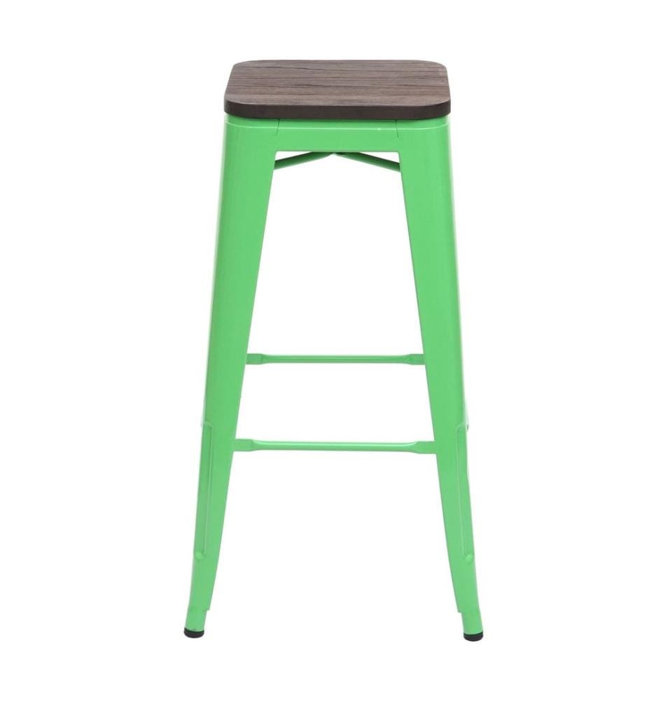 Tabouret de bar métal avec assises bois design industriel - vert