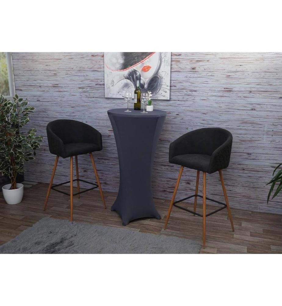 2x Barhocker Tresenhocker mit Lehne Samt anthrazit-grau
