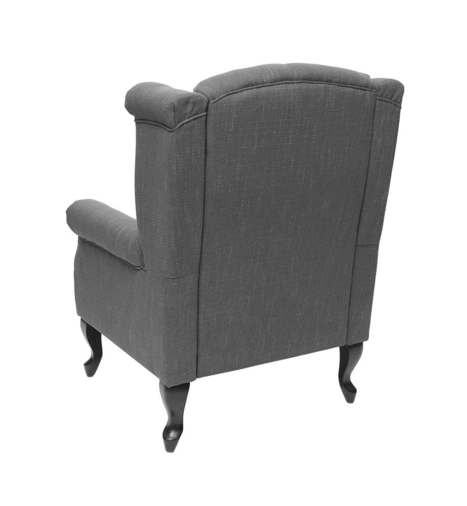 Chesterfield Sessel Ohrensessel Stoff dunkelgrau