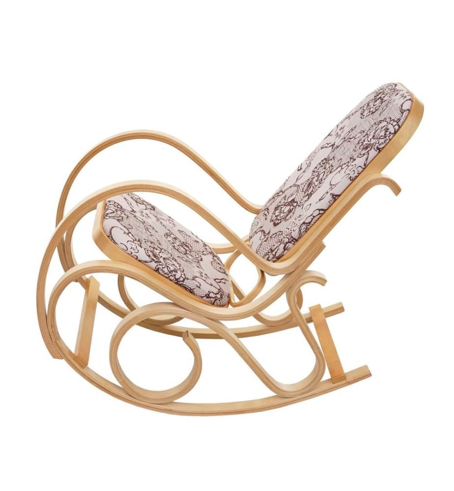 Schaukelstuhl M41 Fernsehsessel Massiv-Holz Eiche-Optik Jacquard braun