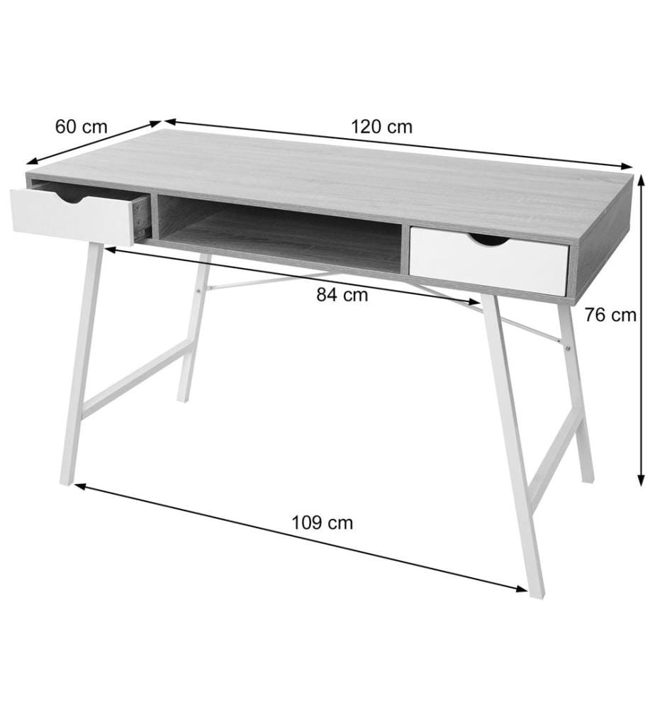 Bureau HWC-E92 Bureau informatique structure 3D 120x60x cm noir