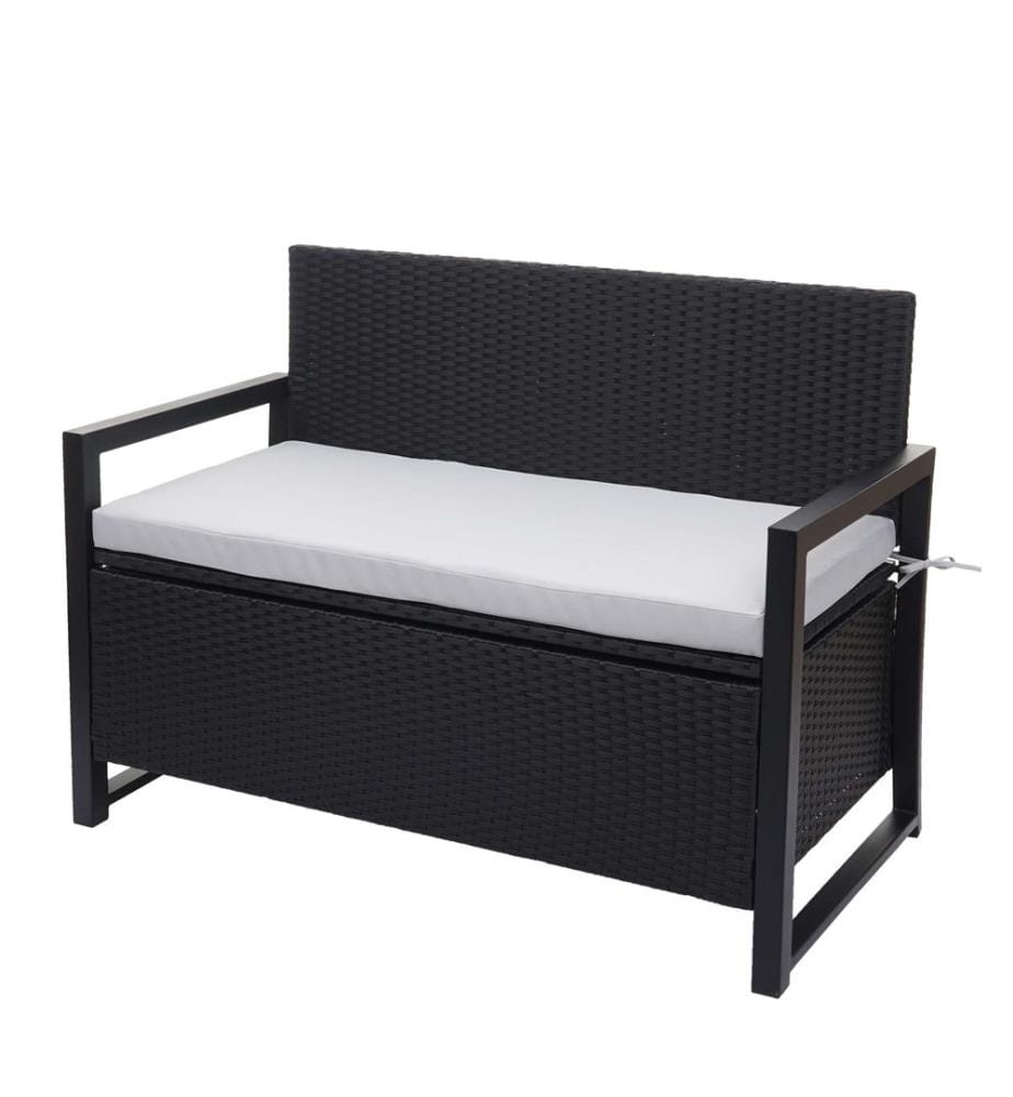 Banc coffre en rotin JAM-F39 2 places anthracite Coussin gris