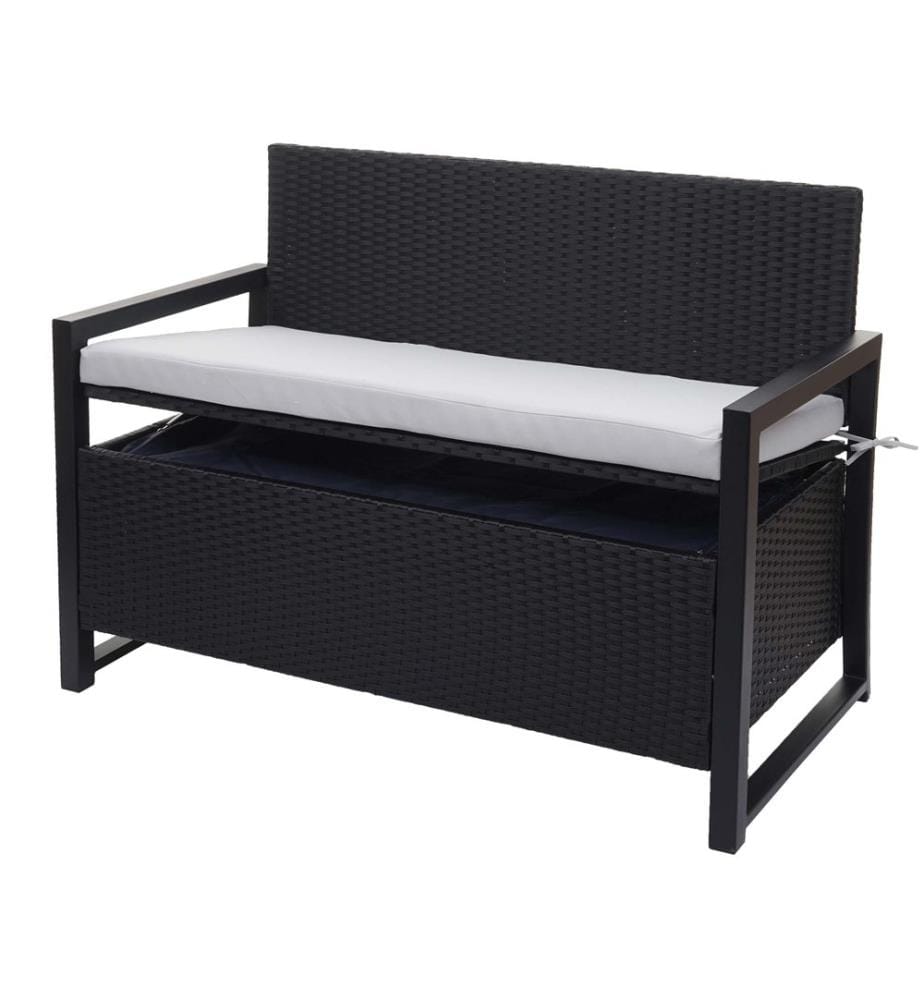 Banc coffre en rotin JAM-F39 2 places anthracite Coussin gris
