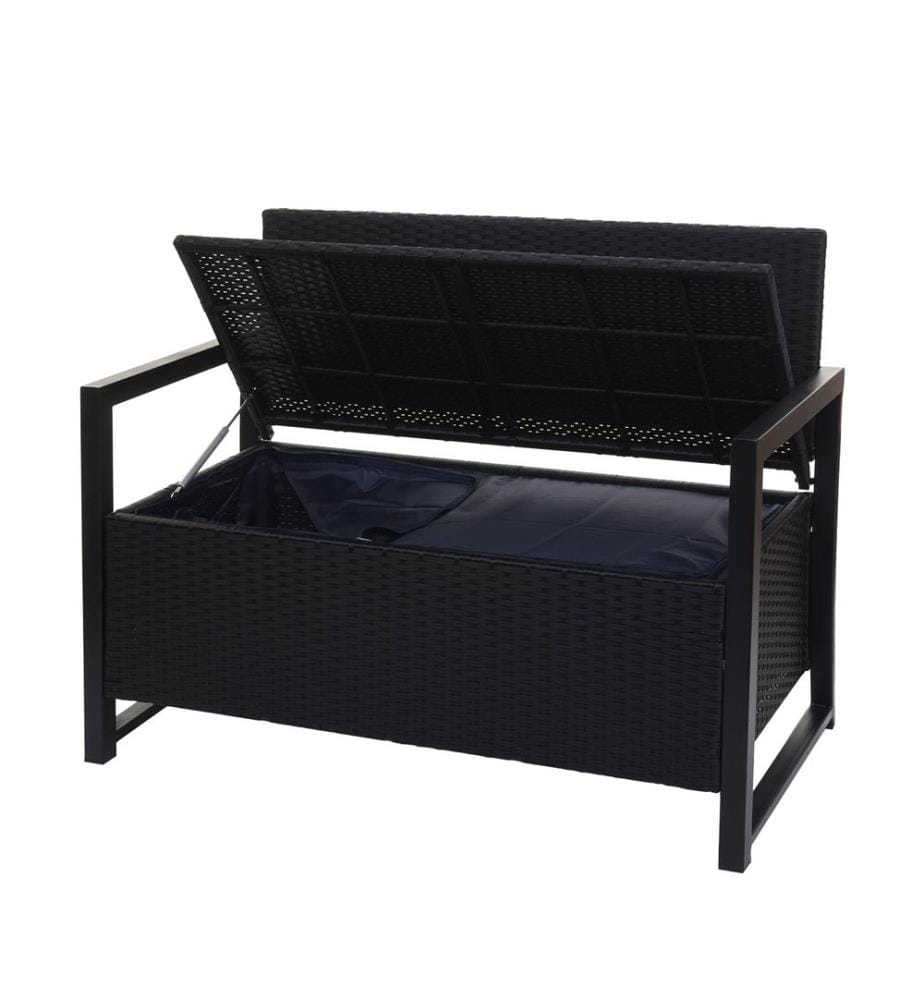Banc coffre en rotin JAM-F39 2 places anthracite Coussin gris