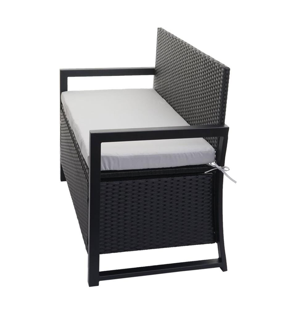 Banc coffre en rotin JAM-F39 2 places anthracite Coussin gris