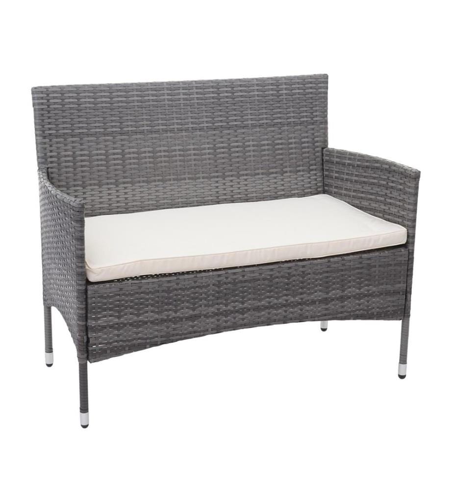 Balcon Salon Poly-Rattan 7pcs. Salon gris Coussin crème