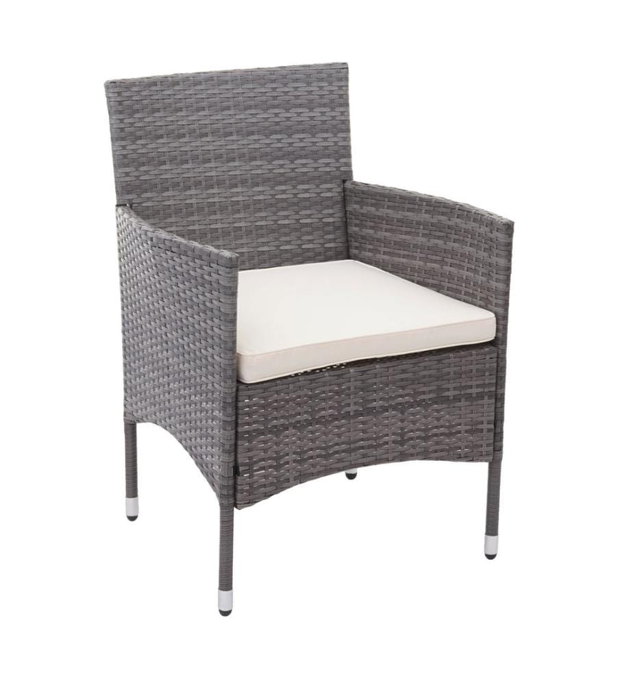 Balcon Salon Poly-Rattan 7pcs. Salon gris Coussin crème