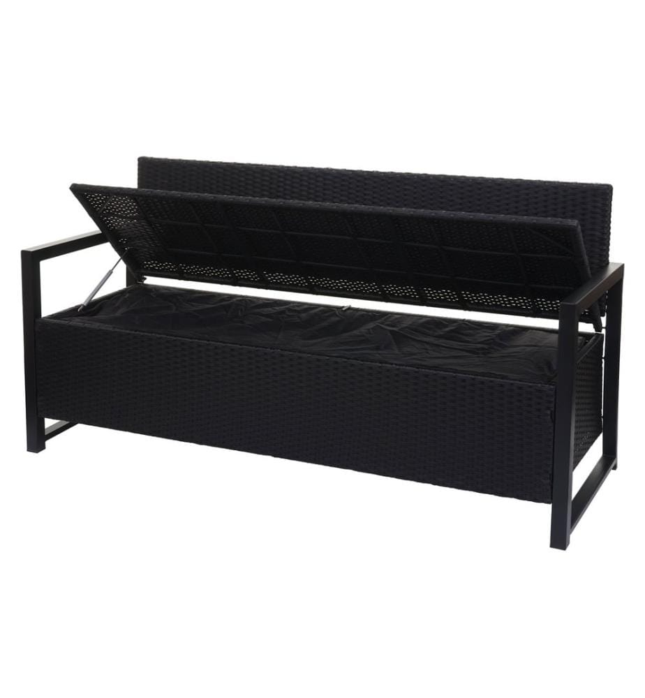 Chest bench rattan JAM-F39 3 seater anthracite, cushions cream