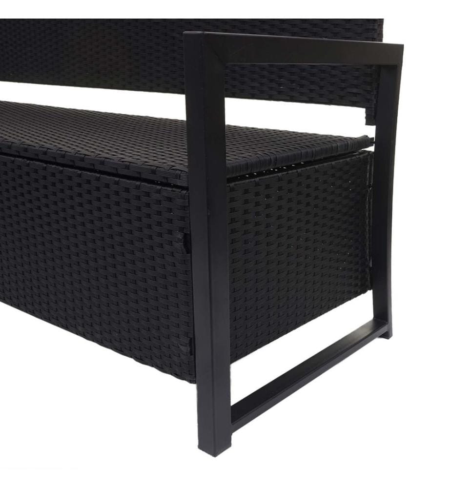 Banc coffre en rotin JAM-F39 3 places anthracite coussin vert