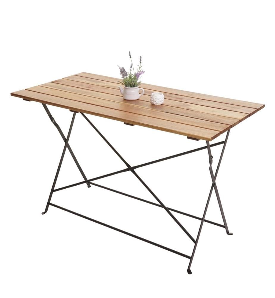 Table de jardin de bière Table de jardin pliante Gastronomie Acacia 120x60 cm nature