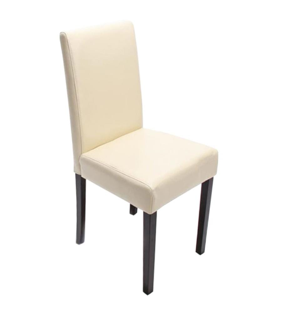 6x Esszi mmerstuhl Littau Leder - creme dunkle Beine