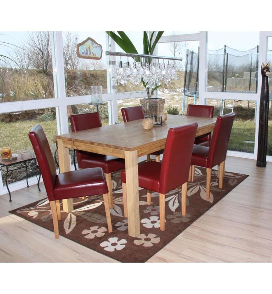 2x Esszi mmerstuhl Littau - Leder rot helle Beine