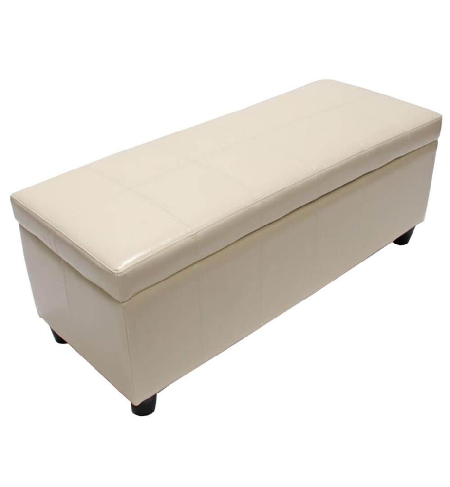 Banc AVEC rangement Kriens cuir 112x45x45 cm crème