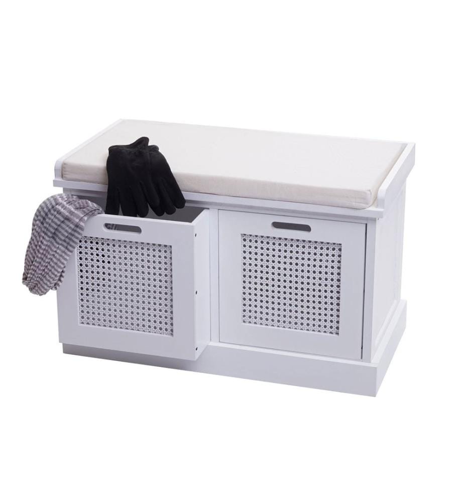 Banc JAM-J49 Banc de vestiaire avec compartiment de rangement 47x75x40 cm blanc