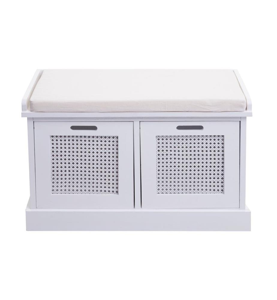 Banc JAM-J49 Banc de vestiaire avec compartiment de rangement 47x75x40 cm blanc