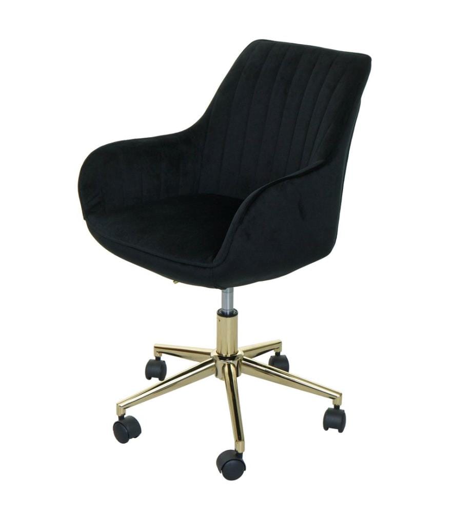Sedia da ufficio Orient velvet con braccioli base dorata nera