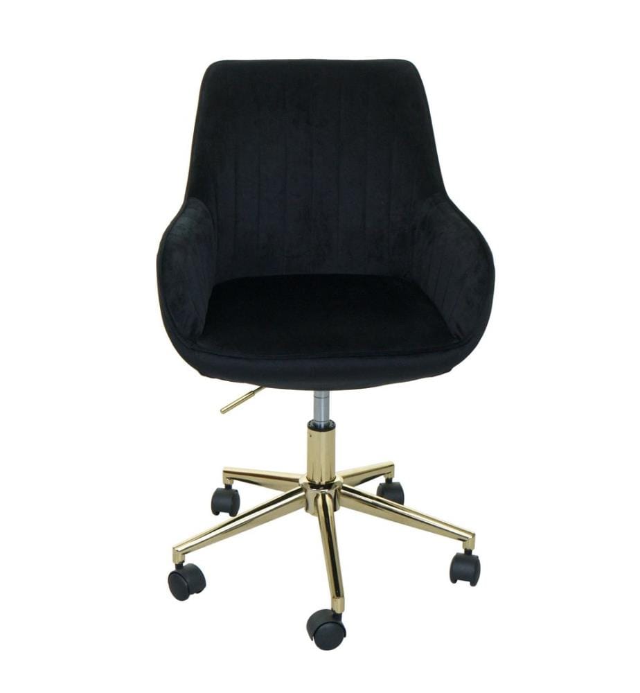 Sedia da ufficio Orient velvet con braccioli base dorata nera