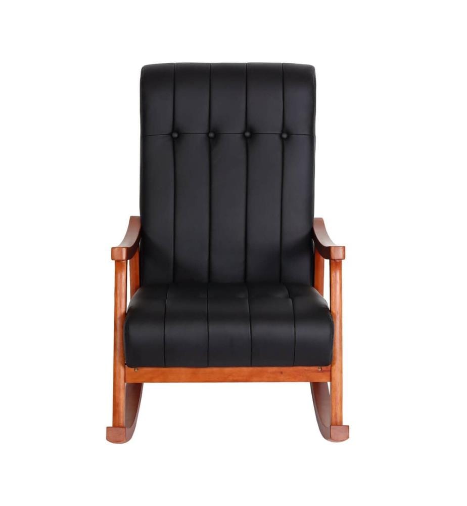 Fauteuil à bascule JAM-K10 Fauteuil relax noir Bâti aspect noyer