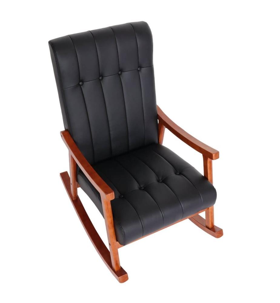 Fauteuil à bascule JAM-K10 Fauteuil relax noir Bâti aspect noyer