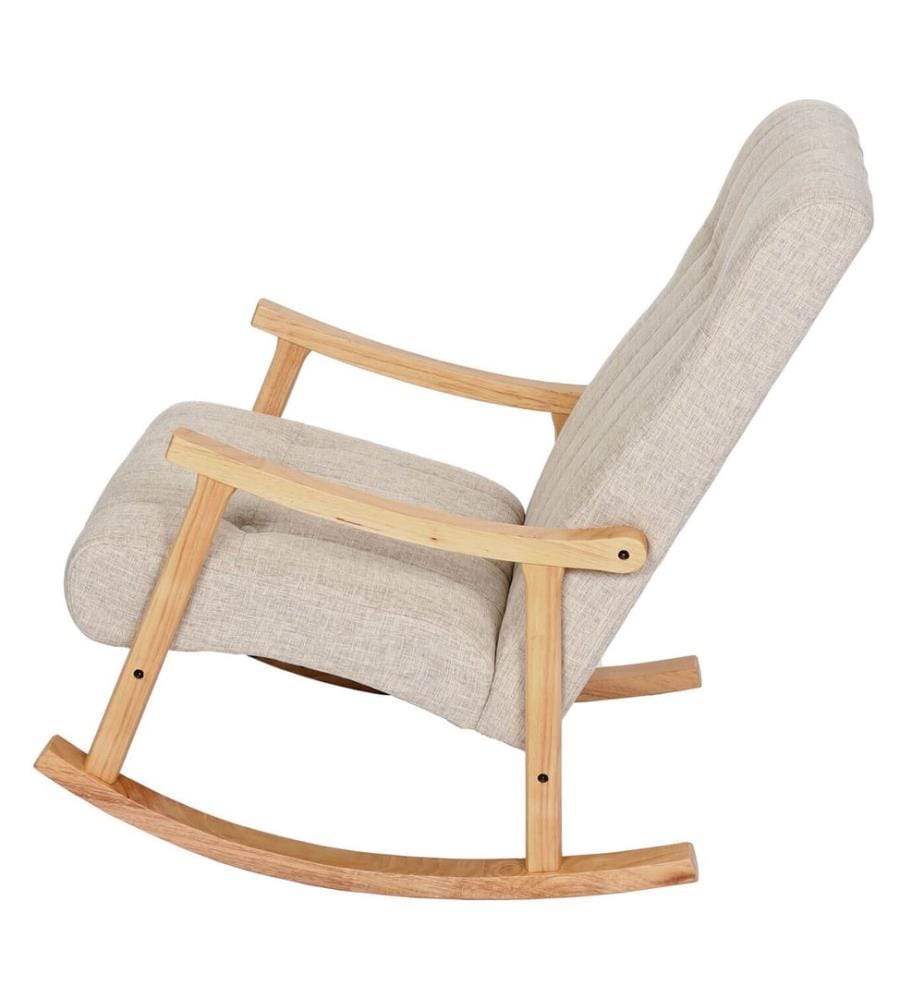 Fauteuil à bascule JAM-K10 Fauteuil relax crème Bâti marron