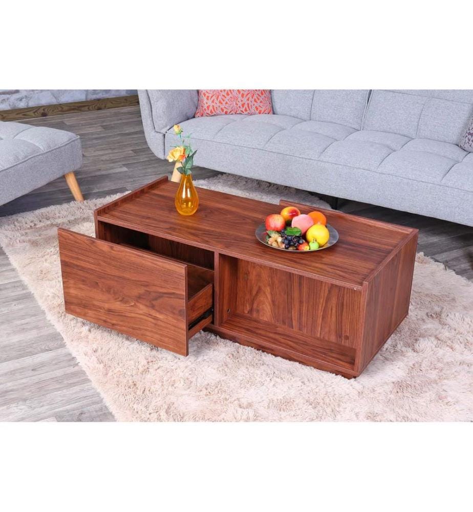 Table basse avec tiroir 110x50x40 cm imitation noyer