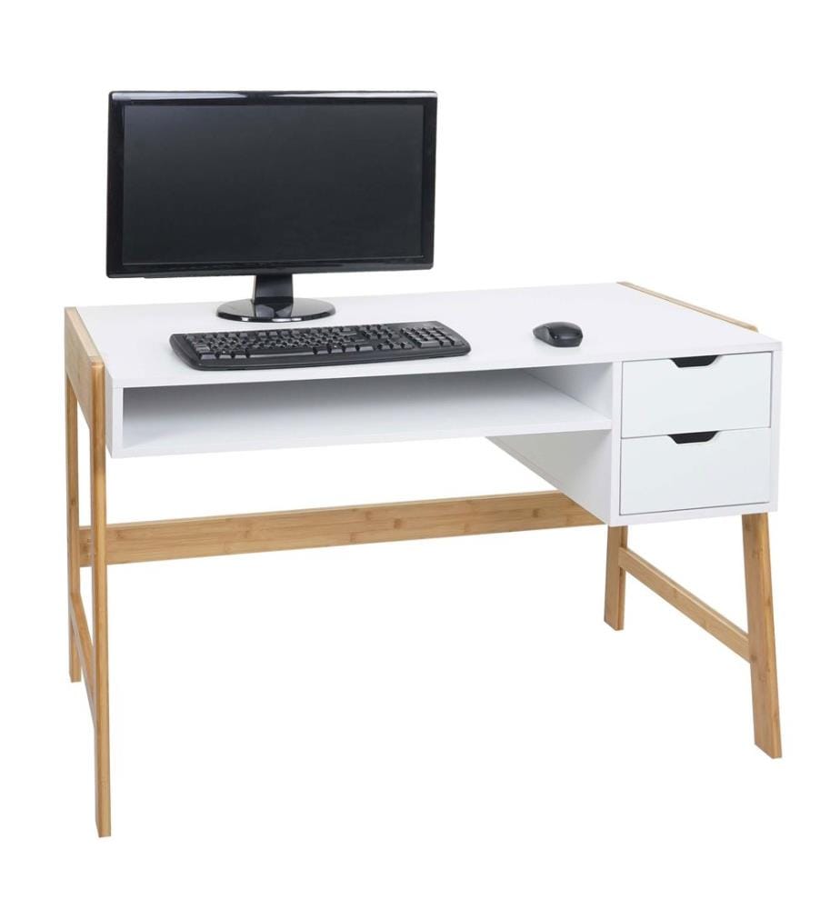 Bureau Bureau informatique avec tiroir Bambou 76x115x58 cm
