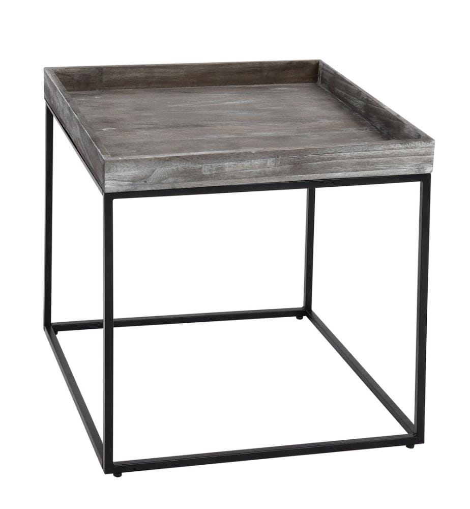 Table d'appoint JAM-K71 Table basse bois FSC métal 60x60x60 cm gris foncé