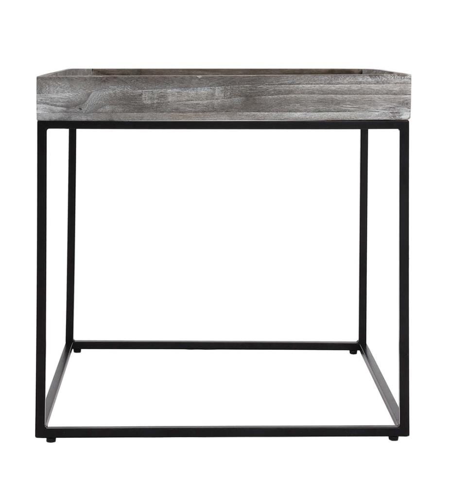 Table d'appoint JAM-K71 Table basse bois FSC métal 60x60x60 cm gris foncé