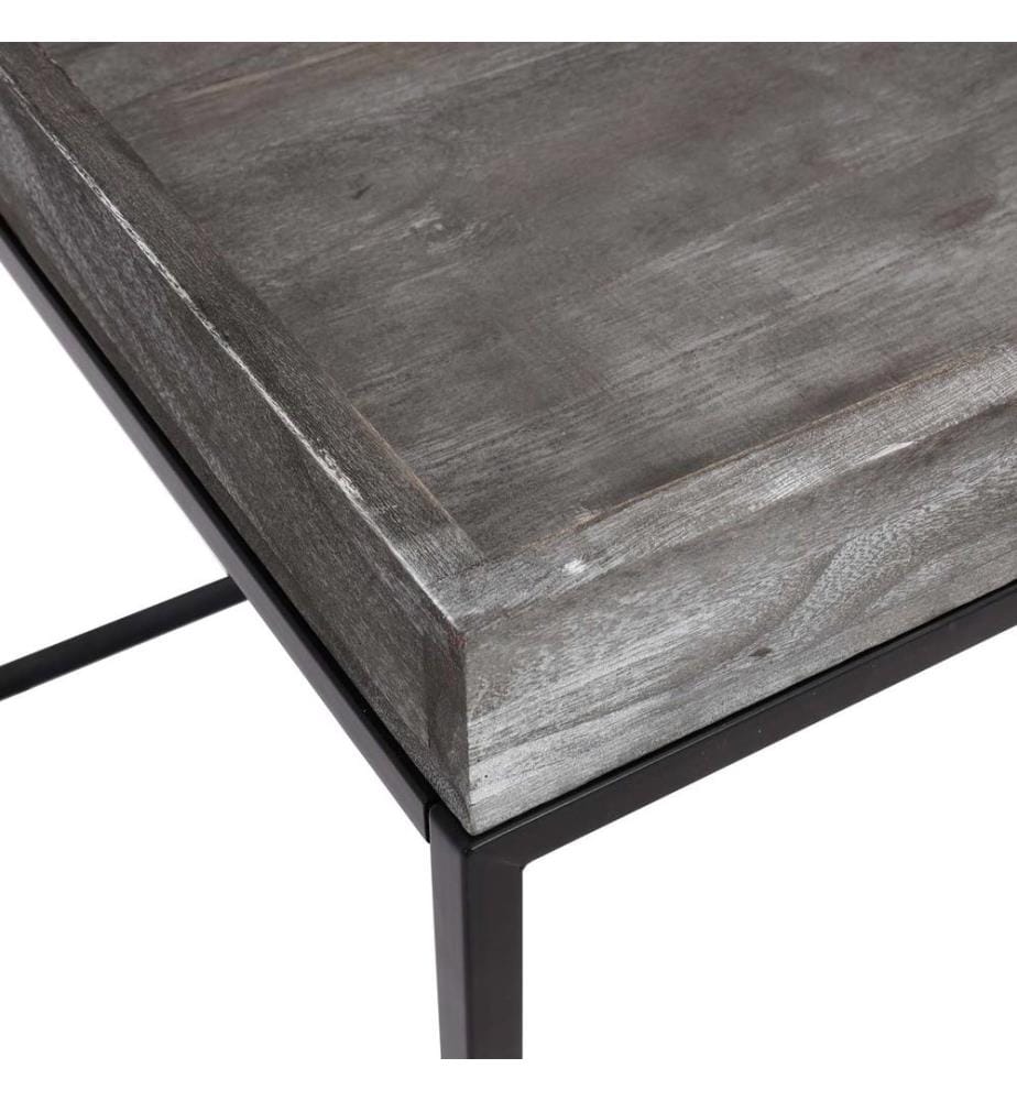 Table d'appoint JAM-K71 Table basse bois FSC métal 60x60x60 cm gris foncé