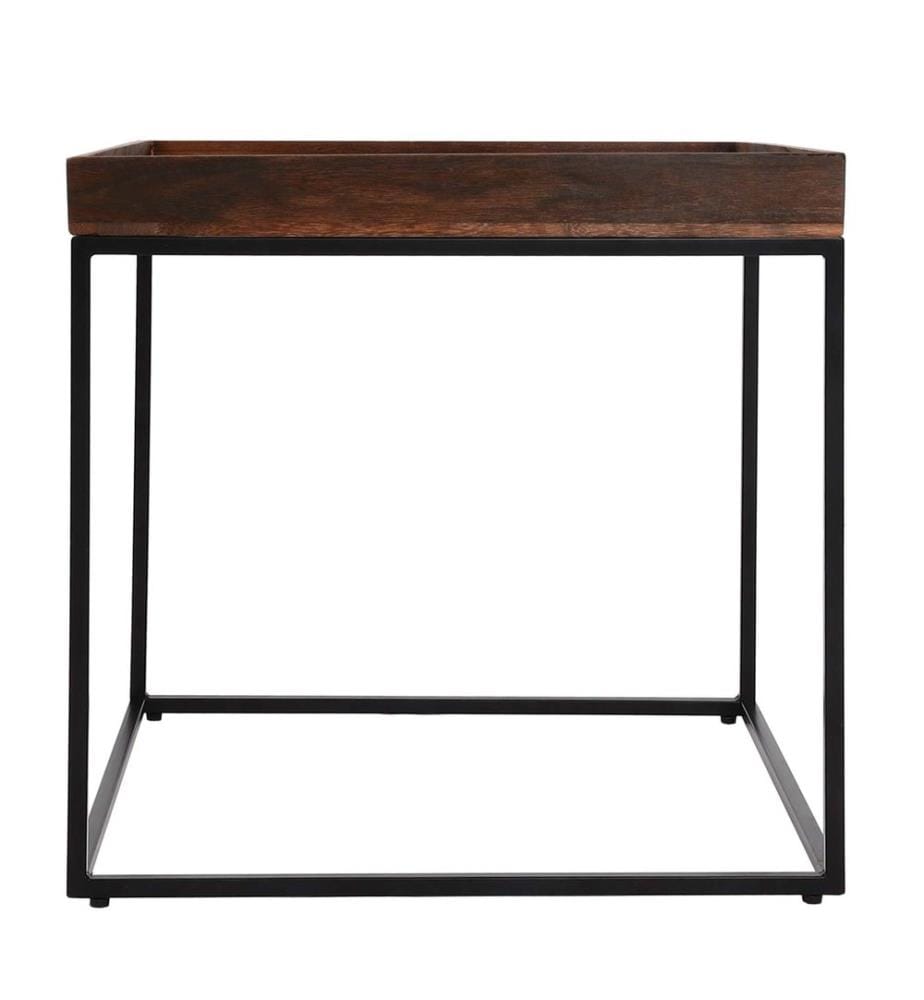Table d'appoint JAM-K71 Table basse bois FSC métal 60x60x60 cm brun foncé