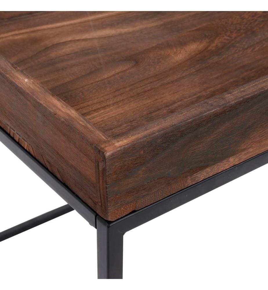 Table d'appoint JAM-K71 Table basse bois FSC métal 60x60x60 cm brun foncé