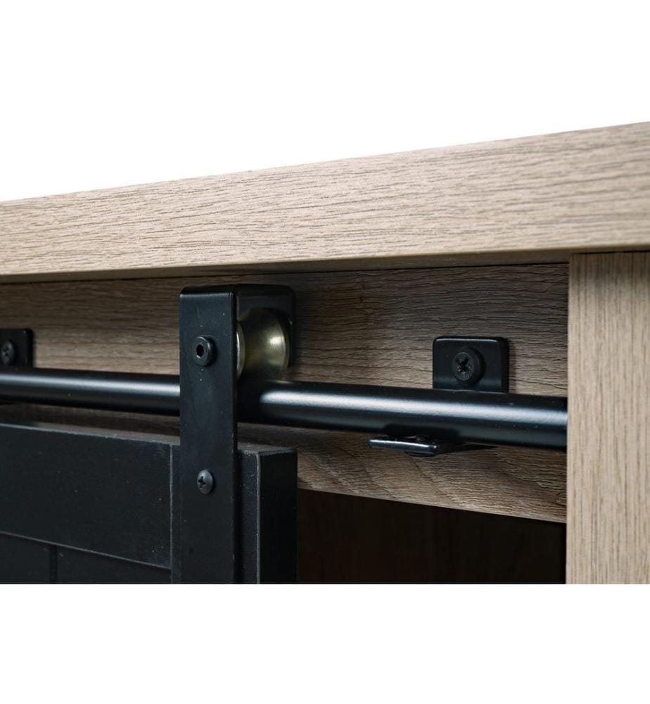 Couchtisch mit Schiebetüre 6 Staufäche Holz-Optik Metall 44x120x60 cm