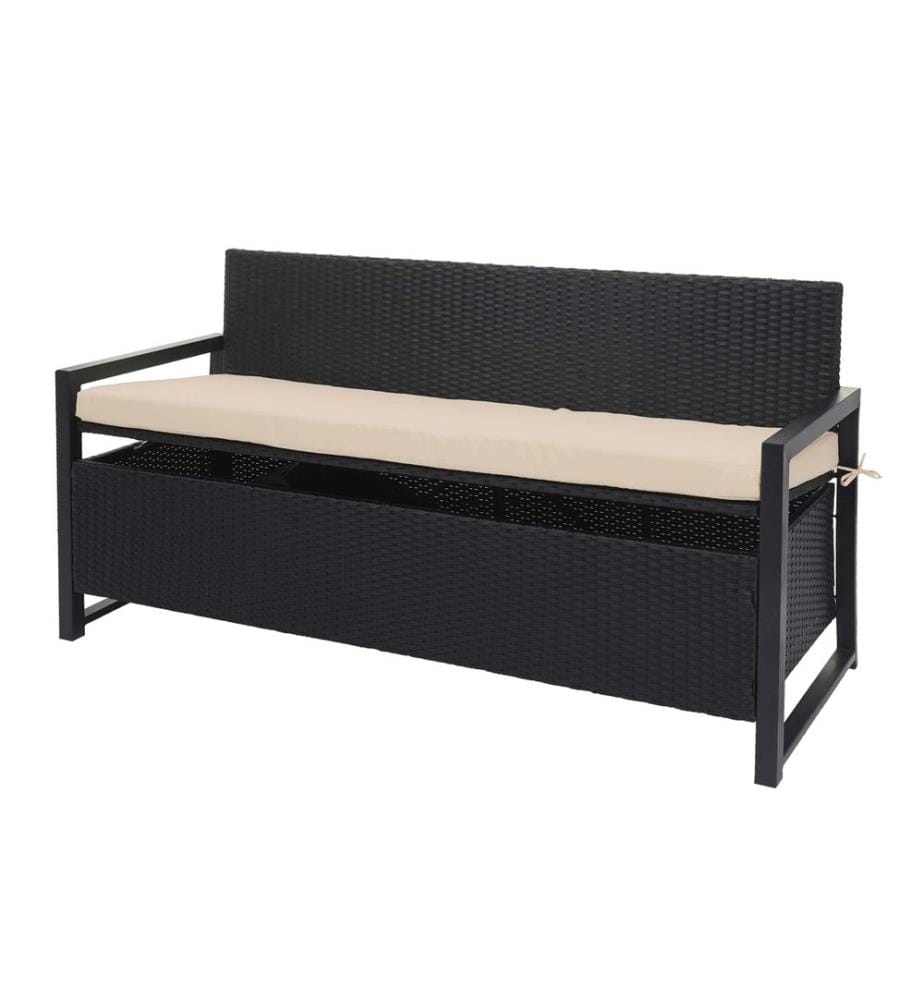 Panca in rattan JAM-F39 3 posti antracite cuscini beige