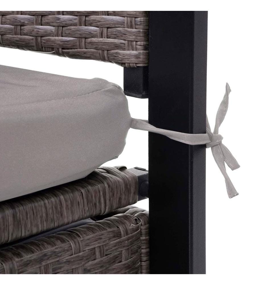 Banc coffre en rotin JAM-F39 3 places gris chiné coussin beige