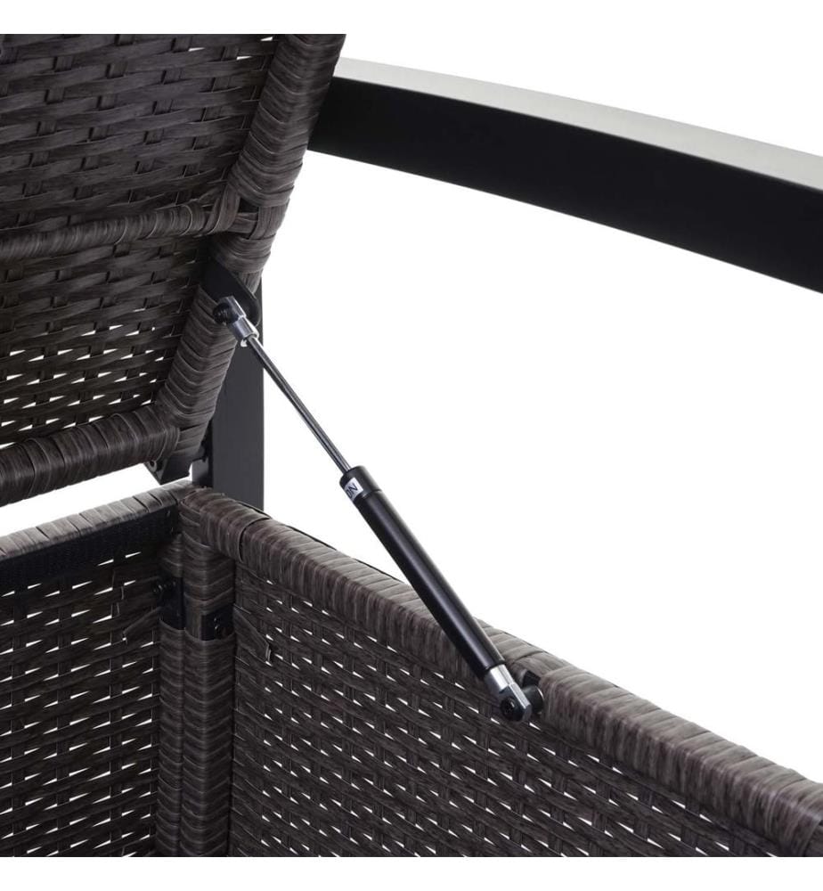 Banc coffre en rotin JAM-F39 3 places gris chiné coussin beige