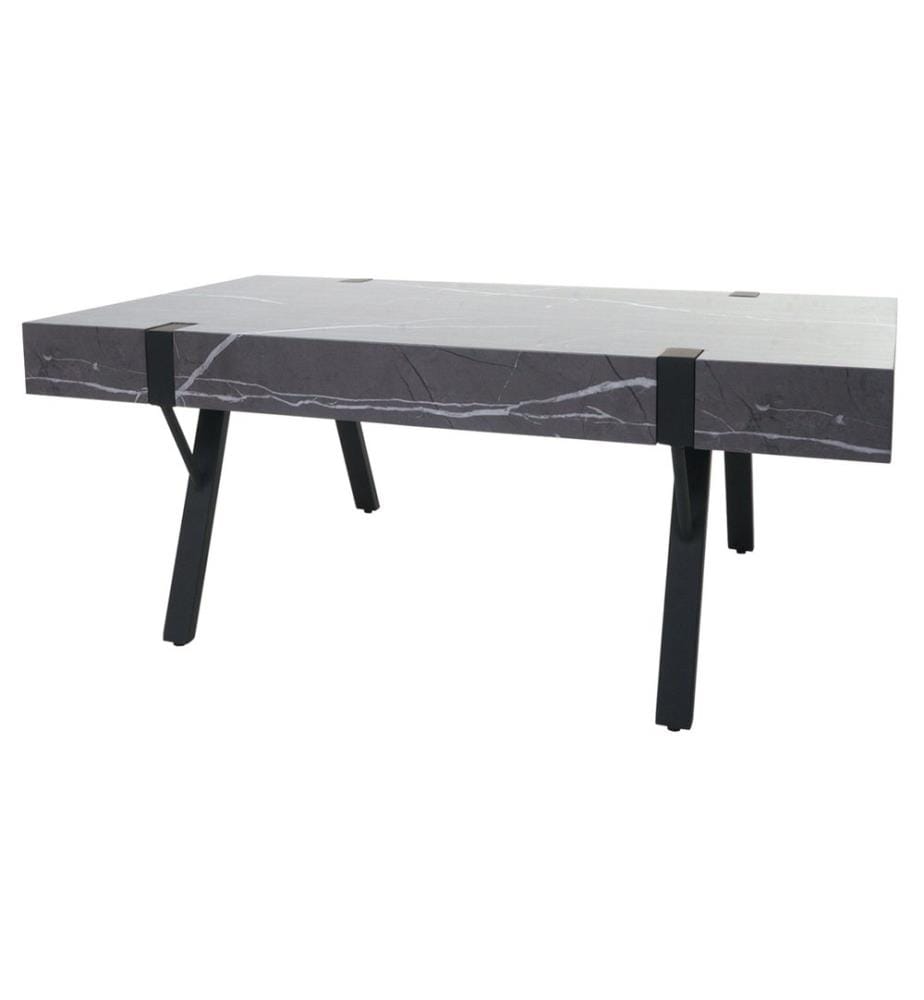 Table basse JAM-L54 métal 43x110x60 cm aspect marbre gris
