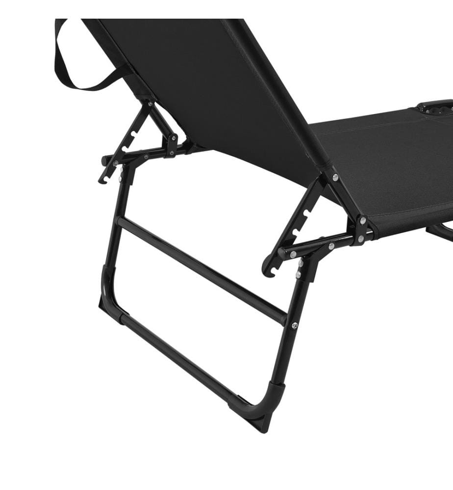 Sonnenliege Lomeda mit Sonnendach 187x53x27 cm Schwarz