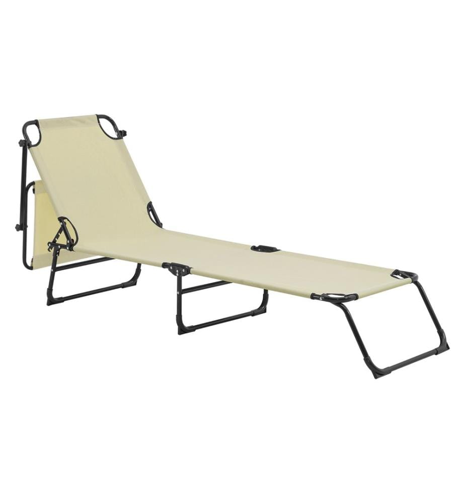 Sonnenliege Lomeda mit Sonnendach 187x53x27 cm Creme