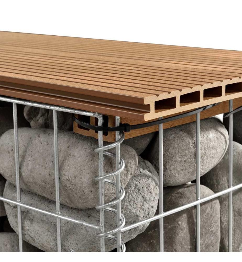 Banc en gabion Friesland WPC 100x45x30 cm couleur teck