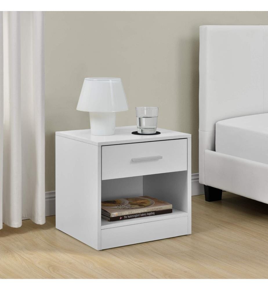 Table de nuit Jette 36.5 x 38 x 29.5 cm avec tiroir Blanc