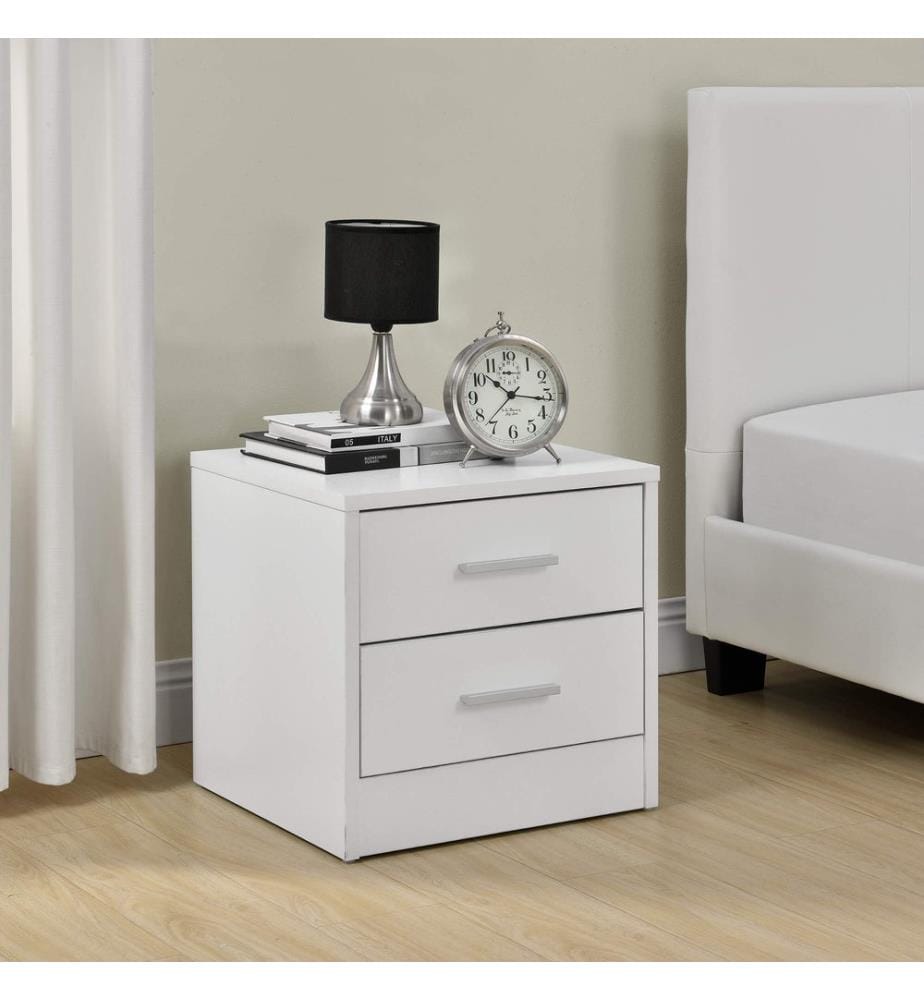 Table de nuit Jette 38x37x34 cm 2 tiroirs Blanc