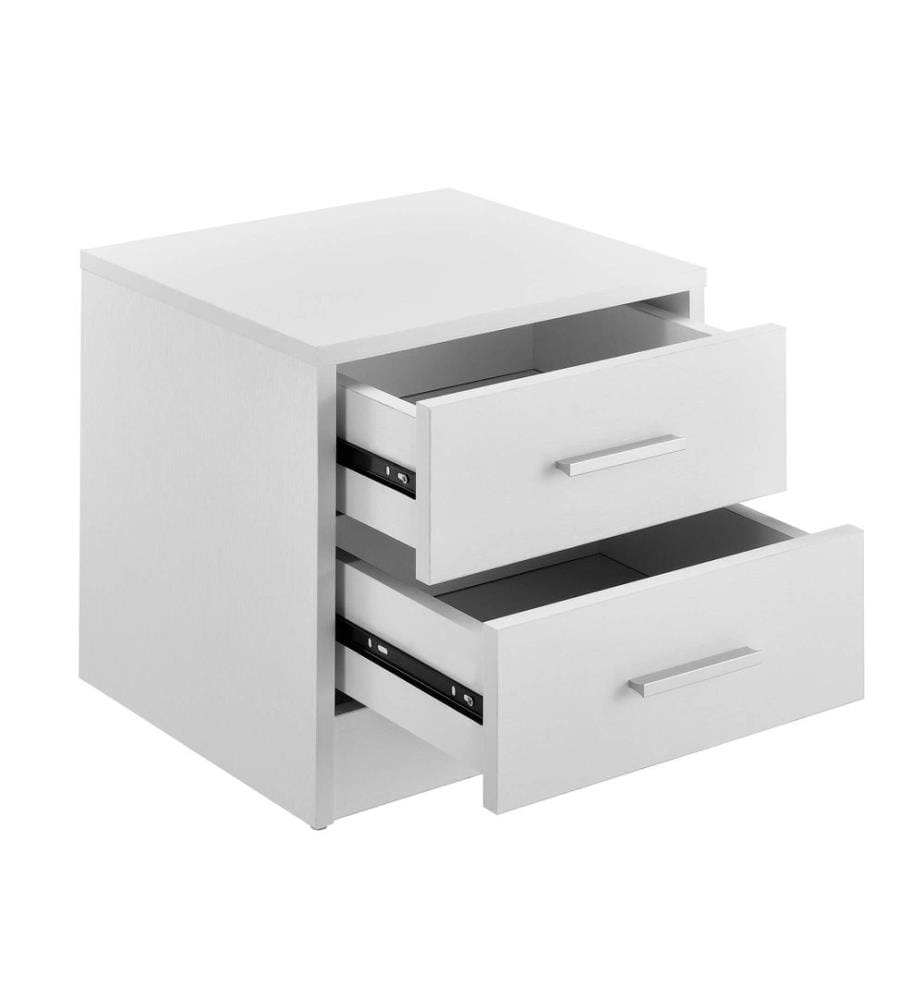 Table de nuit Jette 38x37x34 cm 2 tiroirs Blanc